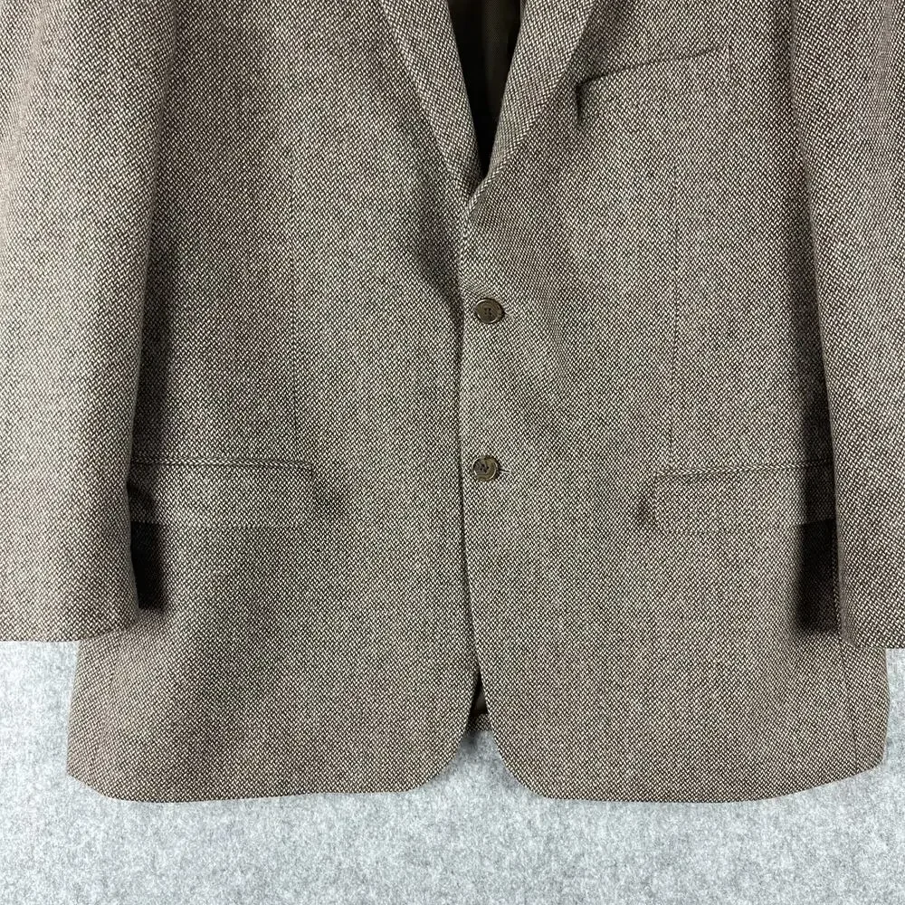 Adolfo 100% Lambswool Blazer Sport Coat Mens 48R Brown Tweed 2 Button‎